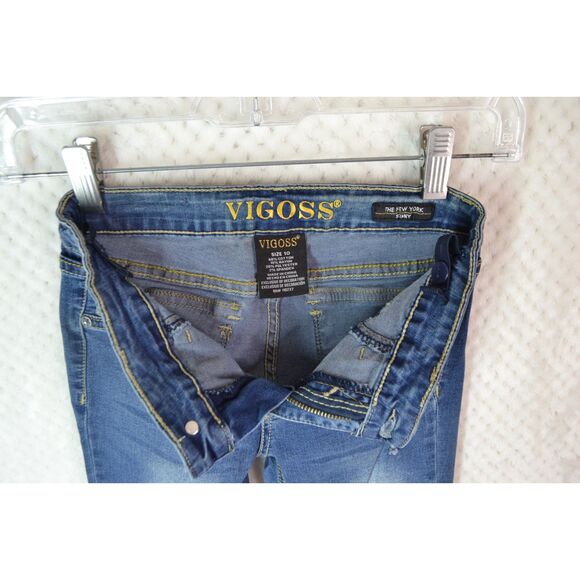 Vigoss The New York Skinny Girls 10 Medium Wash Distressed Jeans - Picture 6 of 15